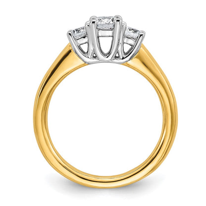 0.38ct. CZ Solid Real 14K Two-tone 3-Stone Engagement Ring