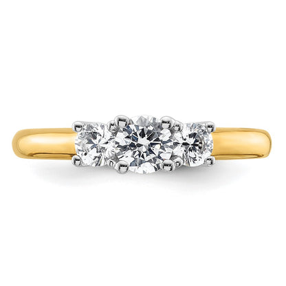 0.38ct. CZ Solid Real 14K Two-tone 3-Stone Engagement Ring