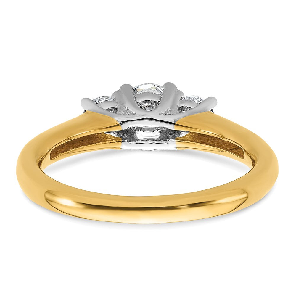 0.38ct. CZ Solid Real 14K Two-tone 3-Stone Engagement Ring