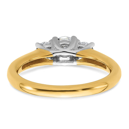 0.38ct. CZ Solid Real 14K Two-tone 3-Stone Engagement Ring