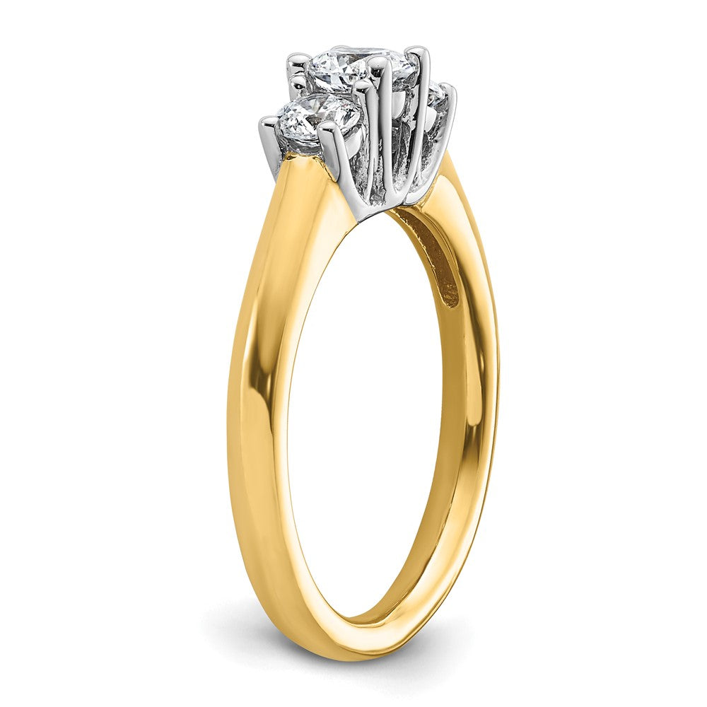 0.38ct. CZ Solid Real 14K Two-tone 3-Stone Engagement Ring