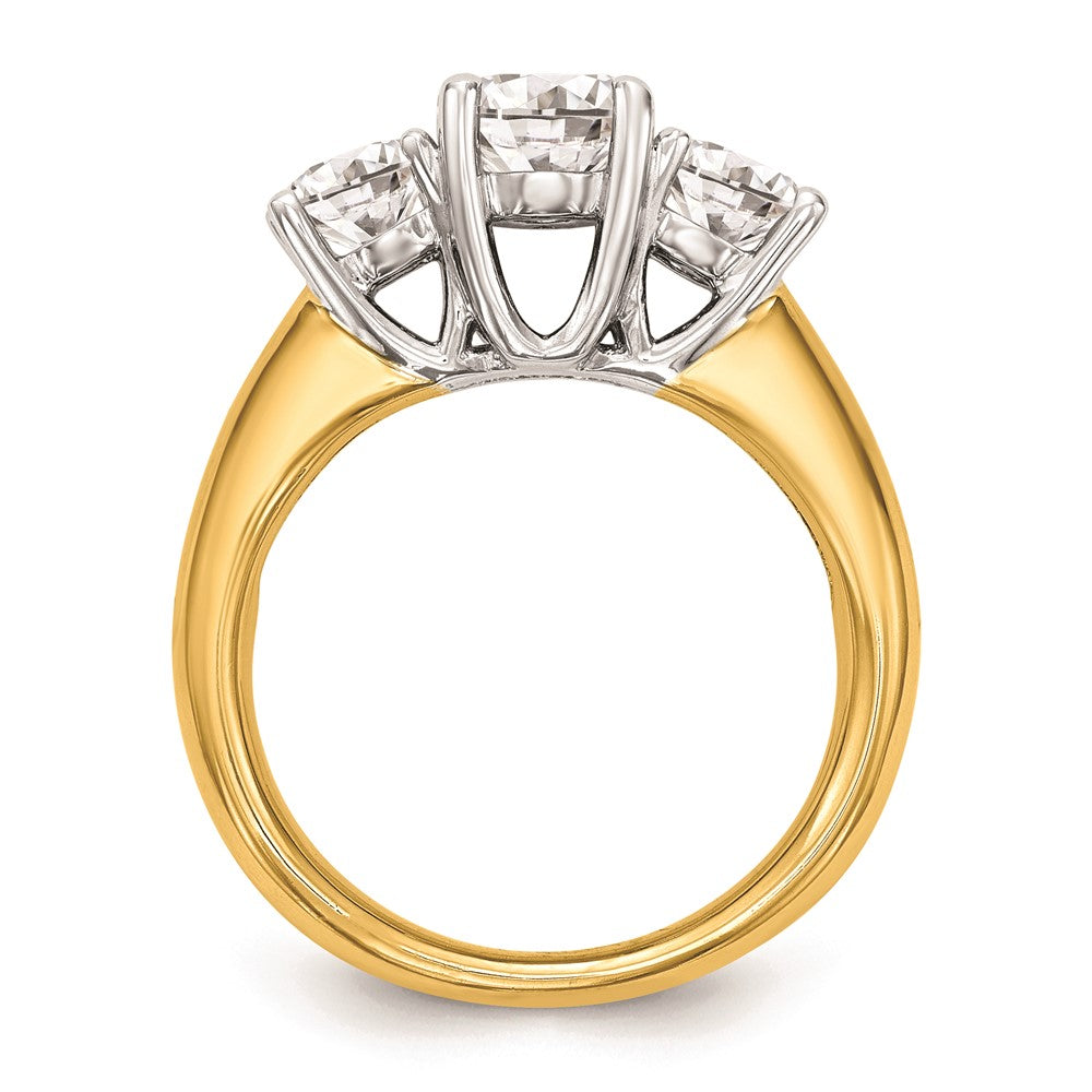 1.50ct. CZ Solid Real 14K Two-tone 3-Stone Engagement Ring