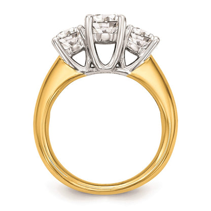 1.50ct. CZ Solid Real 14K Two-tone 3-Stone Engagement Ring