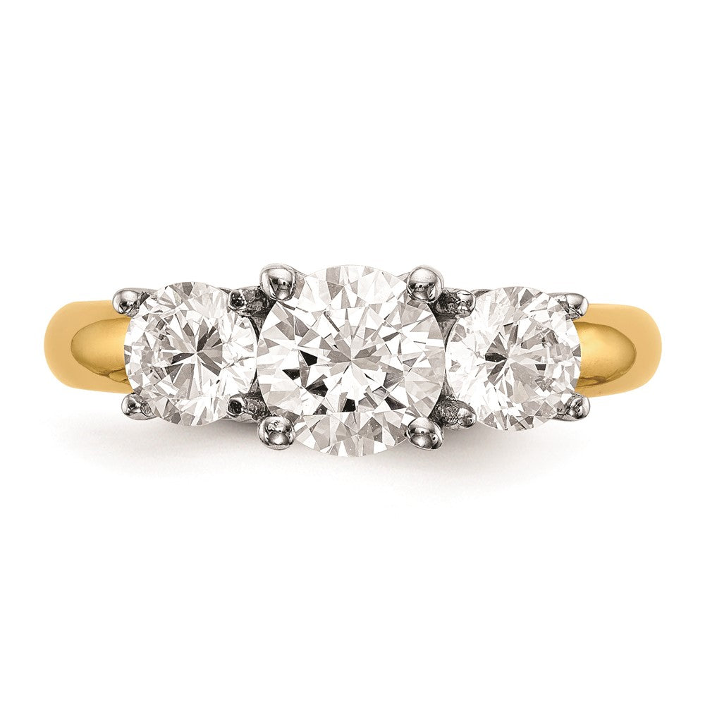 1.25ct. CZ Solid Real 14K Two-tone 3-Stone Engagement Ring