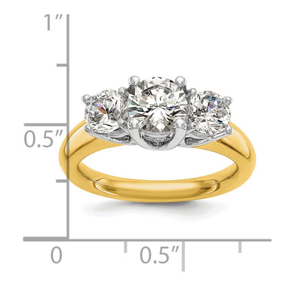 2.00ct. CZ Solid Real 14K Two-tone 3-Stone Engagement Ring