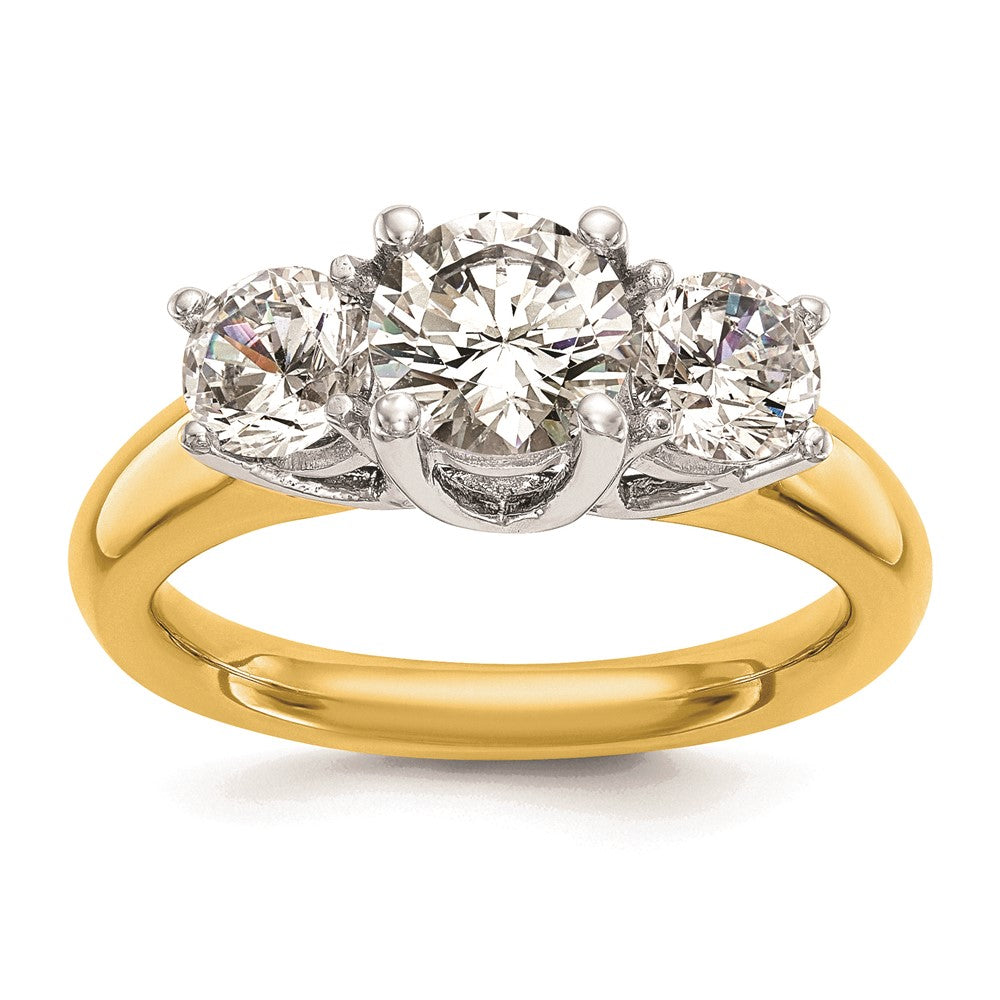 0.50ct. CZ Solid Real 14K Two-tone 3-Stone Engagement Ring