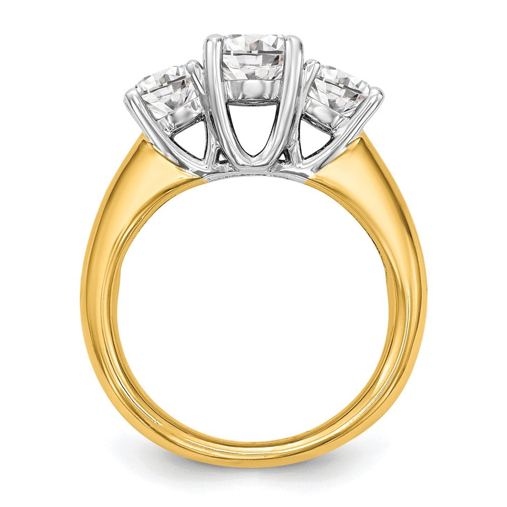 1.00ct. CZ Solid Real 14K Two-tone 3-Stone Engagement Ring