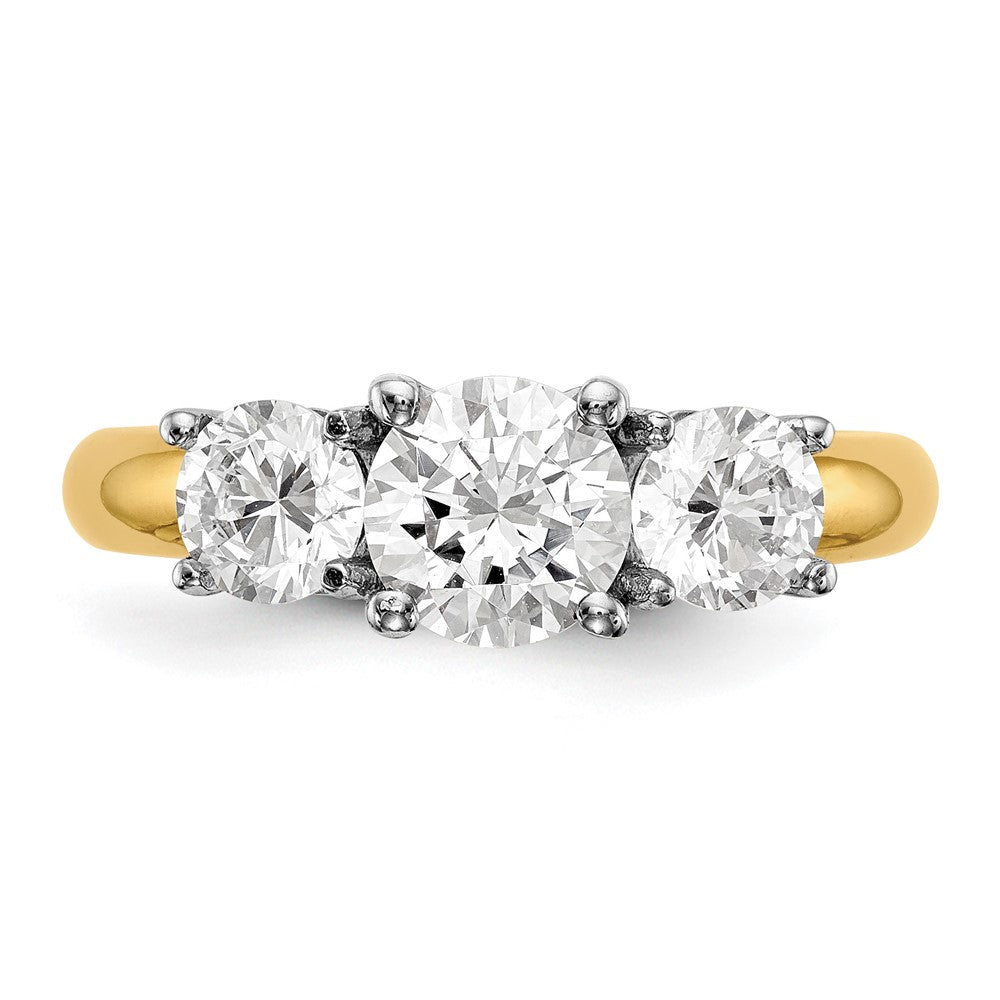 1.00ct. CZ Solid Real 14K Two-tone 3-Stone Engagement Ring