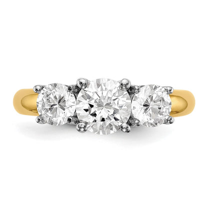 1.00ct. CZ Solid Real 14K Two-tone 3-Stone Engagement Ring