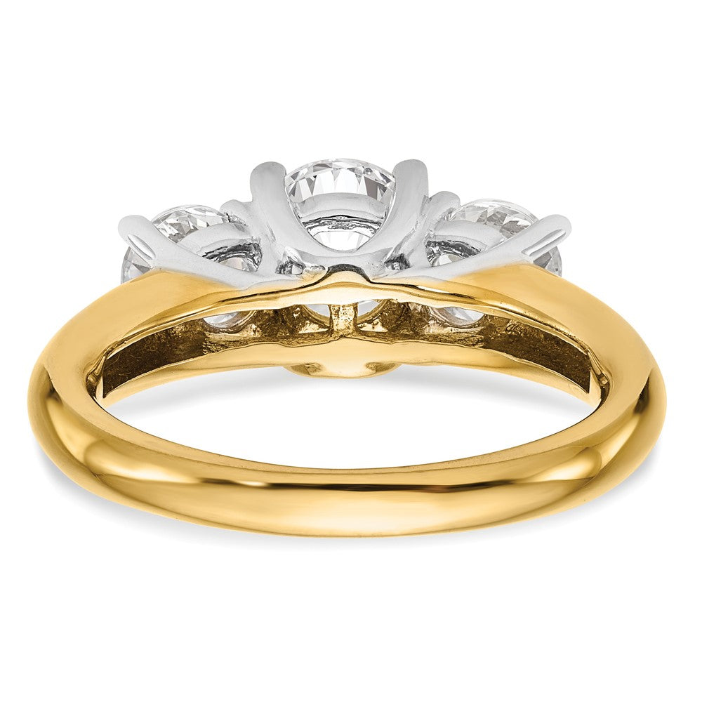 1.00ct. CZ Solid Real 14K Two-tone 3-Stone Engagement Ring