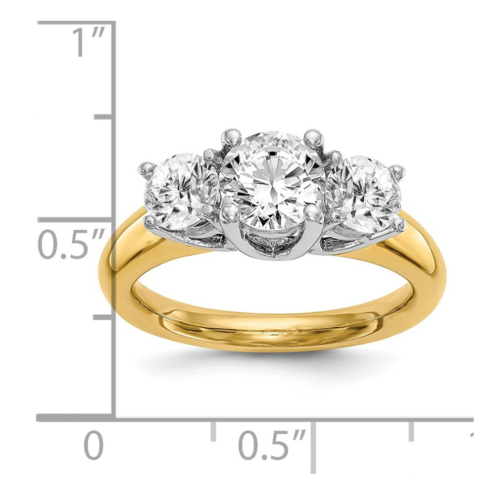 1.00ct. CZ Solid Real 14K Two-tone 3-Stone Engagement Ring