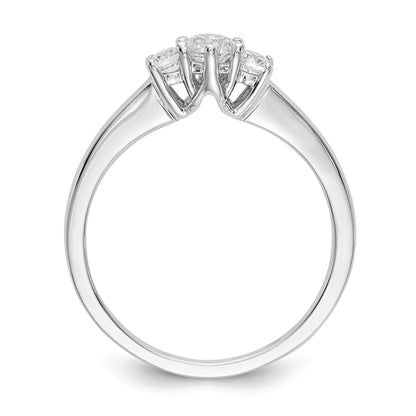 14K White Gold 3 Stone (Holds 1/4 Carat (4.1mm) Round Center) Includes 2 2.7mm Side Diamonds Semi Mount Engagement Ring