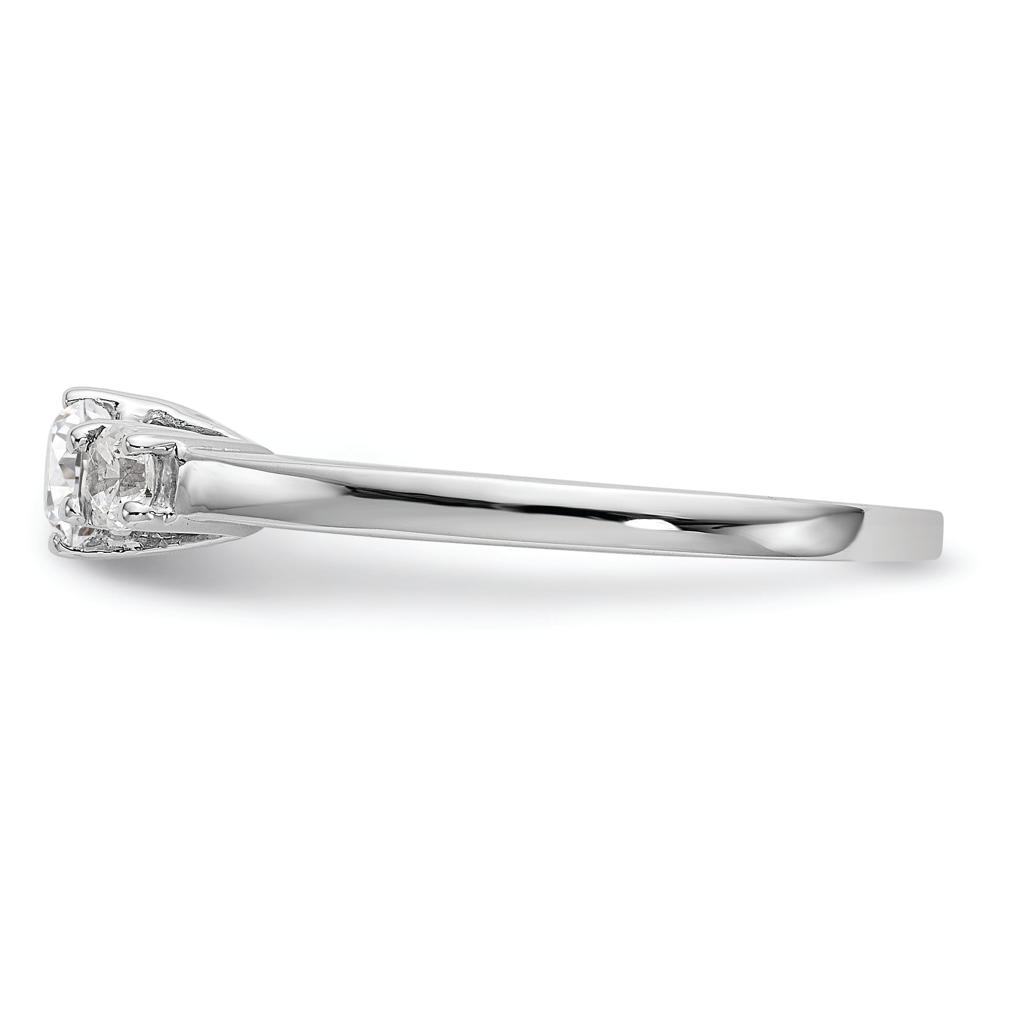 14K White Gold 3 Stone (Holds 1/4 Carat (4.1mm) Round Center) Includes 2 2.7mm Side Diamonds Semi Mount Engagement Ring