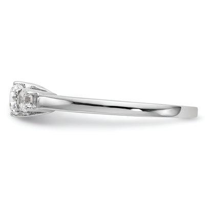14K White Gold 3 Stone (Holds 1/4 Carat (4.1mm) Round Center) Includes 2 2.7mm Side Diamonds Semi Mount Engagement Ring