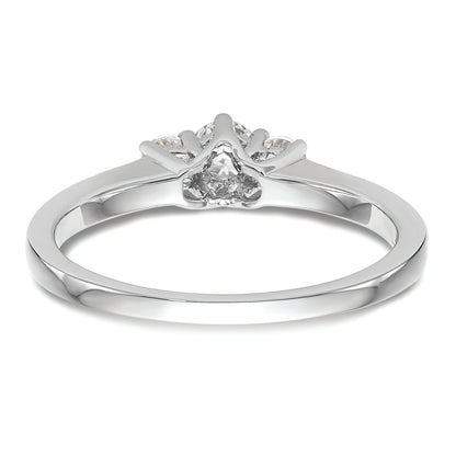 14K White Gold 3 Stone (Holds 1/4 Carat (4.1mm) Round Center) Includes 2 2.7mm Side Diamonds Semi Mount Engagement Ring