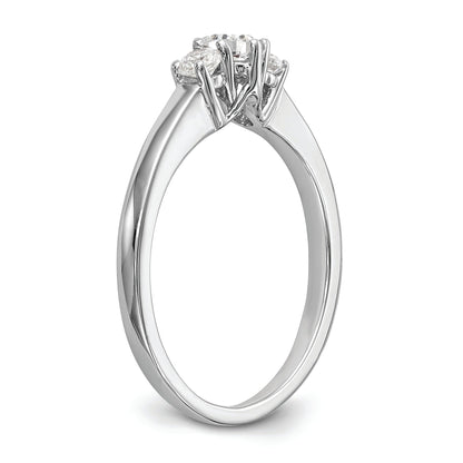 14K White Gold 3 Stone (Holds 1/4 Carat (4.1mm) Round Center) Includes 2 2.7mm Side Diamonds Semi Mount Engagement Ring