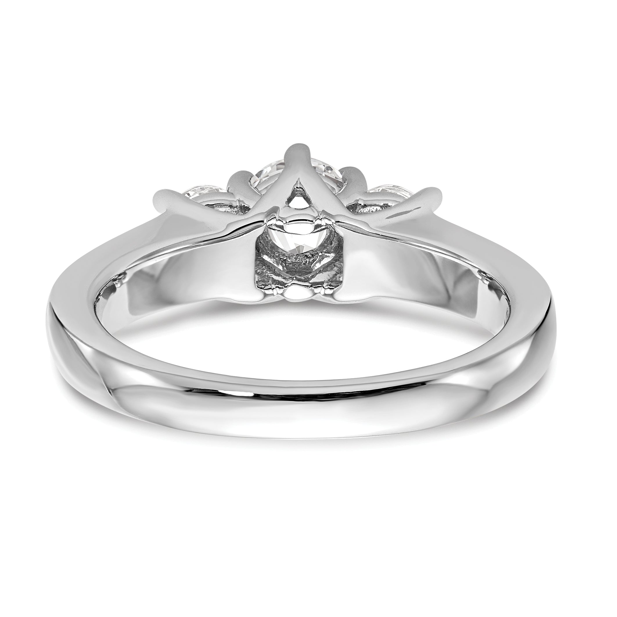 0.50ct. CZ Solid Real 14K White Gold 3-Stone Engagement Ring