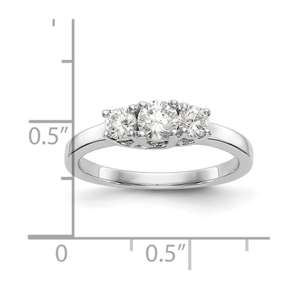 14k White Gold 1/2 Ct. Lab Grown Diamond VS/SI+ G+ Three Stone Engagement Ring