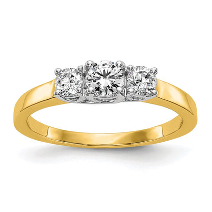 14k Two-tone Two Tone 1/2 Ct. Lab Grown Diamond VS/SI+ G+ Complete Three Stone Engagement Ring