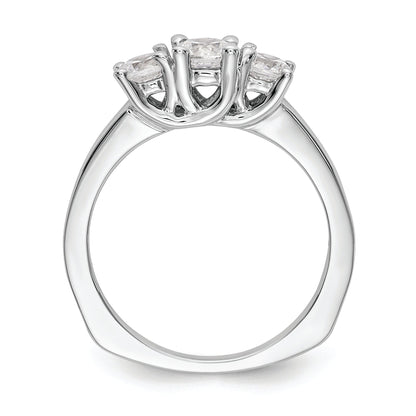 14K White Gold 3 Stone (Holds 1/2 Carat (4.7mm) Round Center) Includes 2 4.00mm Side Diamonds Semi Mount Engagement Ring