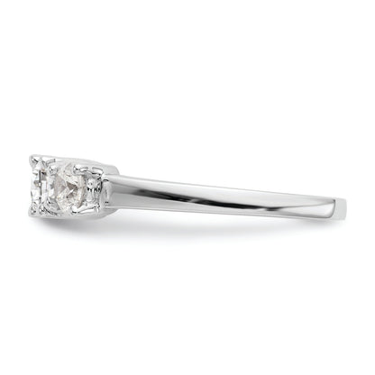 14K White Gold 3 Stone (Holds 1/2 Carat (4.7mm) Round Center) Includes 2 4.00mm Side Diamonds Semi Mount Engagement Ring