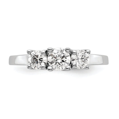 14K White Gold 3 Stone (Holds 1/2 Carat (4.7mm) Round Center) Includes 2 4.00mm Side Diamonds Semi Mount Engagement Ring