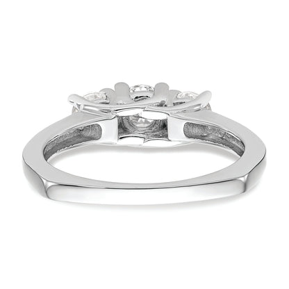 14K White Gold 3 Stone (Holds 1/2 Carat (4.7mm) Round Center) Includes 2 4.00mm Side Diamonds Semi Mount Engagement Ring