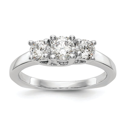 14K White Gold 3 Stone (Holds 1/2 Carat (4.7mm) Round Center) Includes 2 4.00mm Side Diamonds Semi Mount Engagement Ring