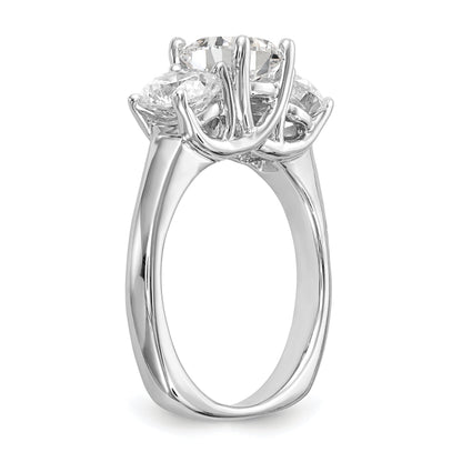 1.00ct. CZ Solid Real 14K White Gold 3-Stone Engagement Ring