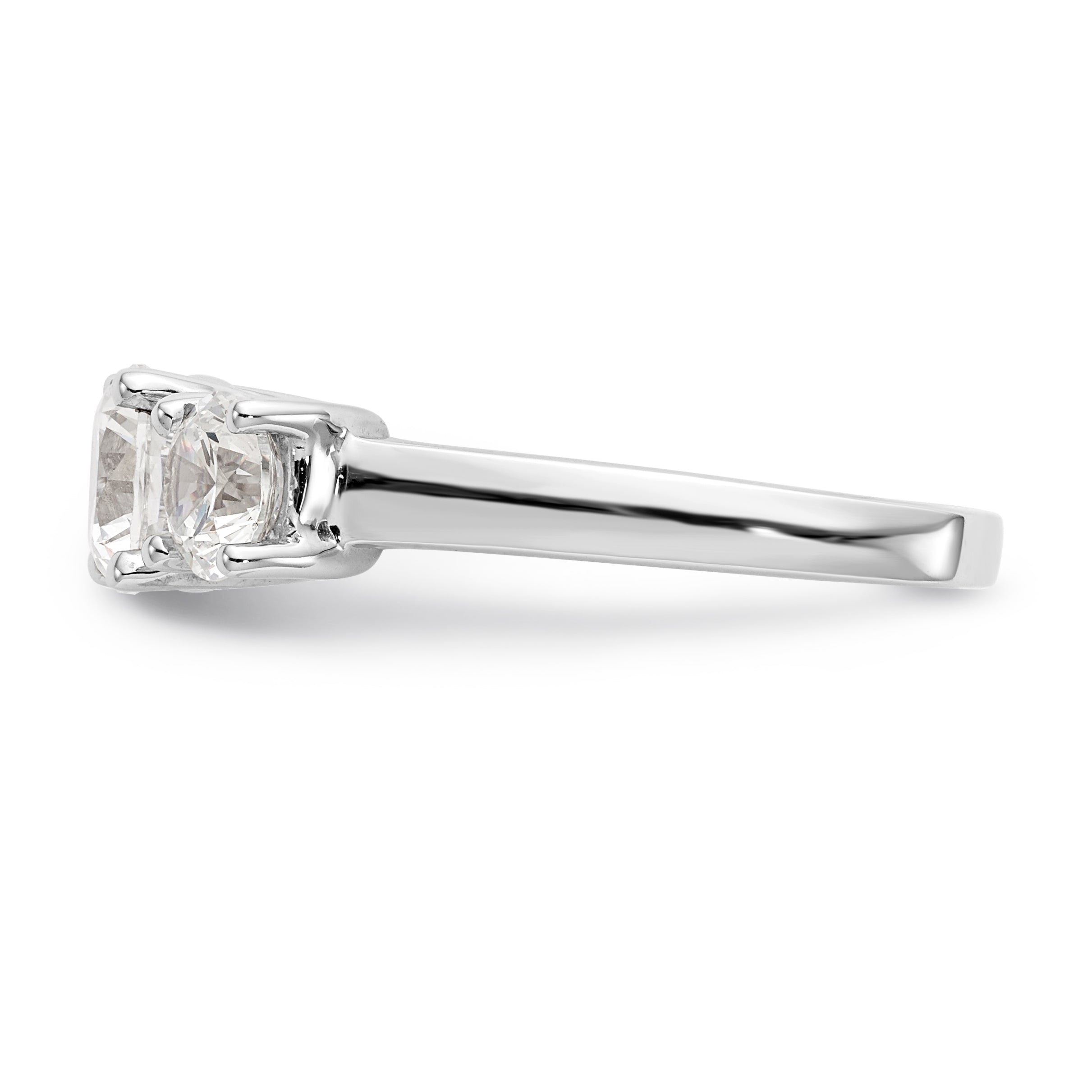 1.50ct. CZ Solid Real 14K White Gold 3-Stone  Engagement Ring