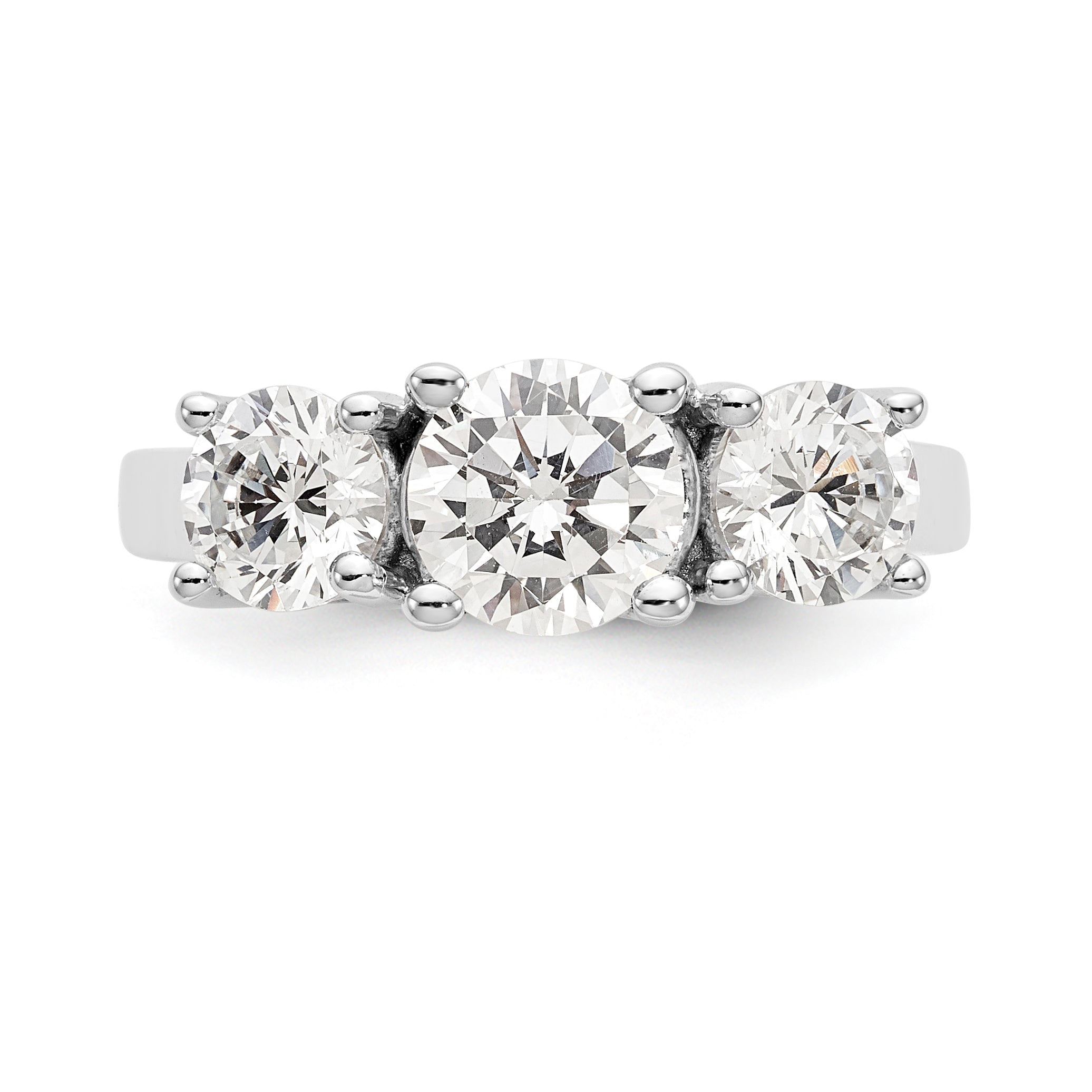 1.50ct. CZ Solid Real 14K White Gold 3-Stone  Engagement Ring
