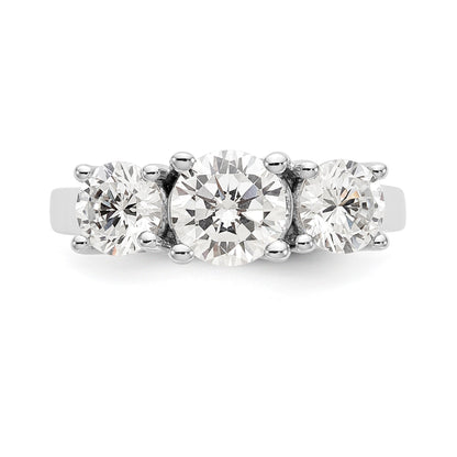 1.50ct. CZ Solid Real 14K White Gold 3-Stone  Engagement Ring