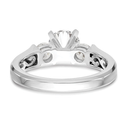 0.50ct. CZ Solid Real 14K White Gold 3-Stone Engagement Ring