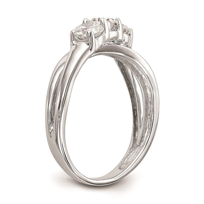0.50ct. CZ Solid Real 14K White Gold 3-Stone Engagement Ring