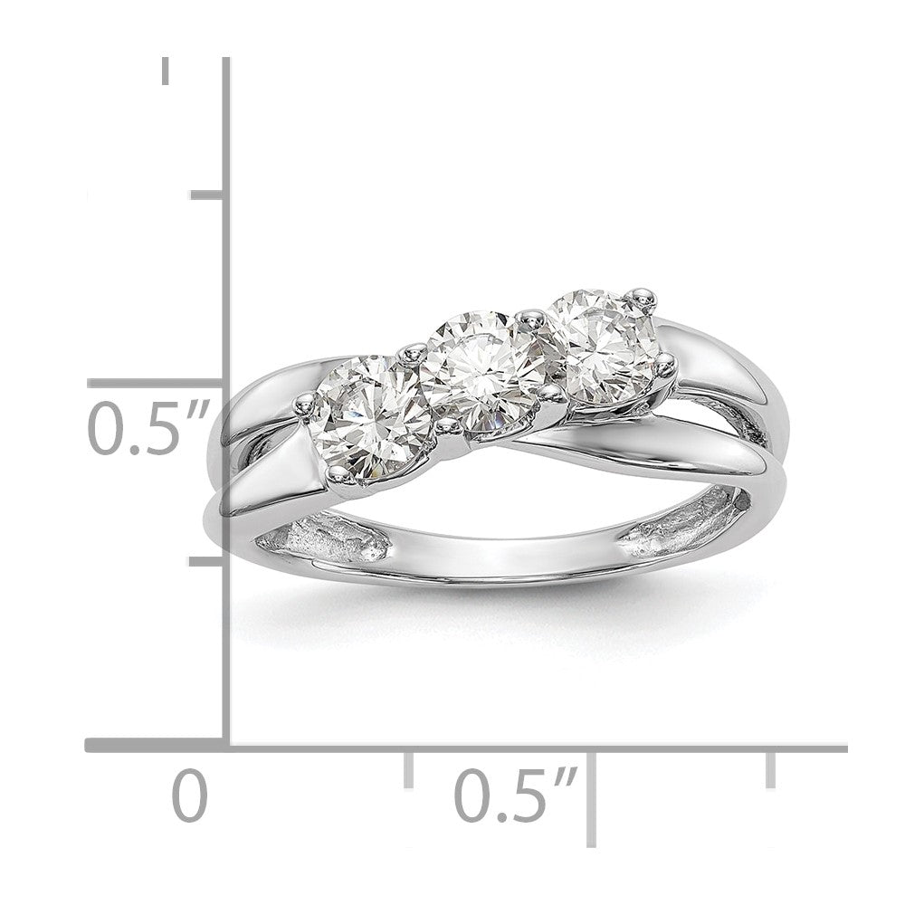 0.50ct. CZ Solid Real 14K White Gold 3-Stone Engagement Ring