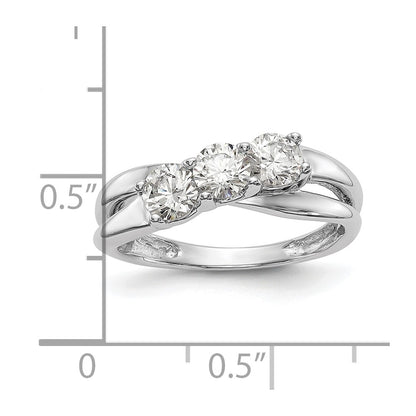 0.50ct. CZ Solid Real 14K White Gold 3-Stone Engagement Ring