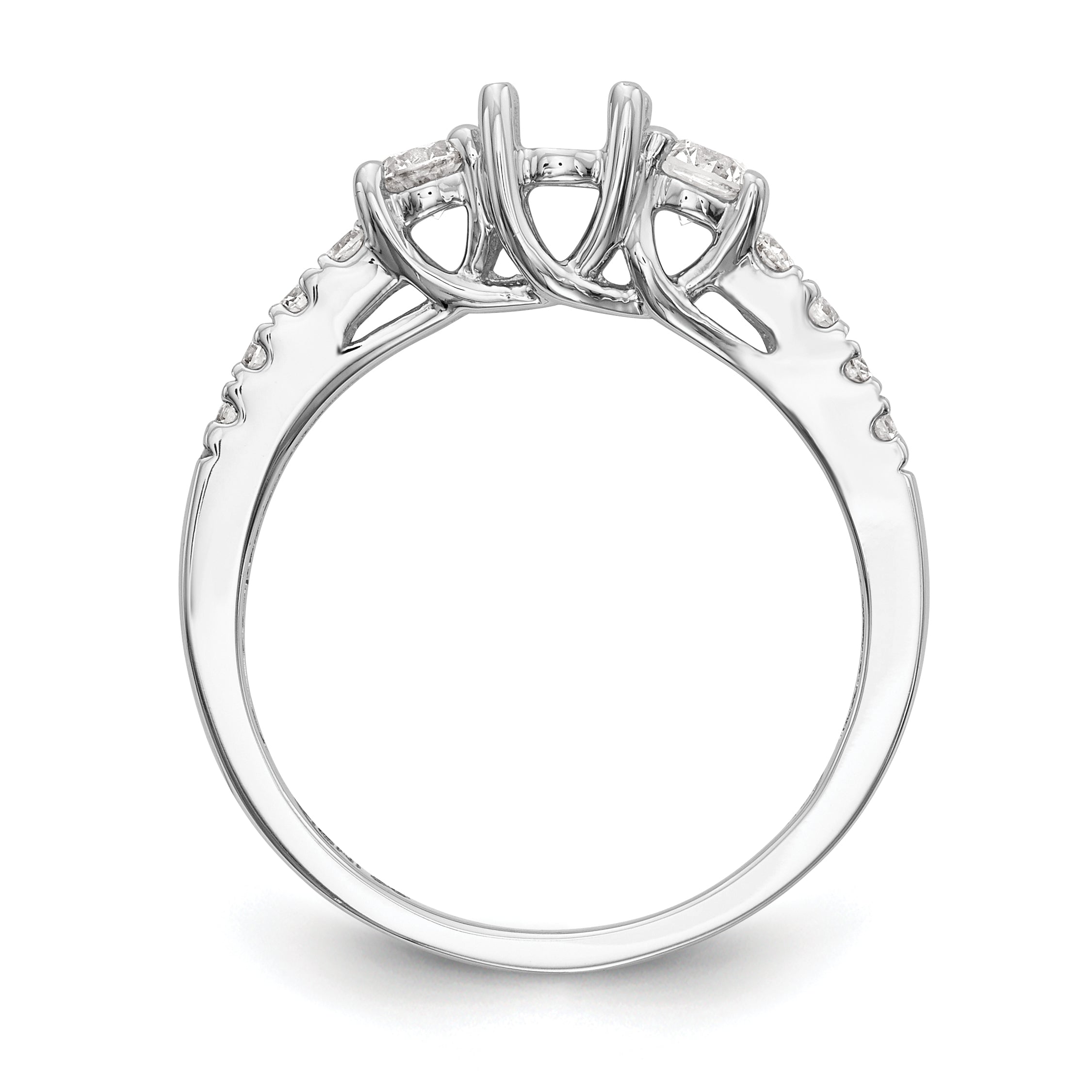 14k White Gold 3/4 Ct. Lab Grown Diamond VS/SI+ G+ Three Stone Engagement Ring