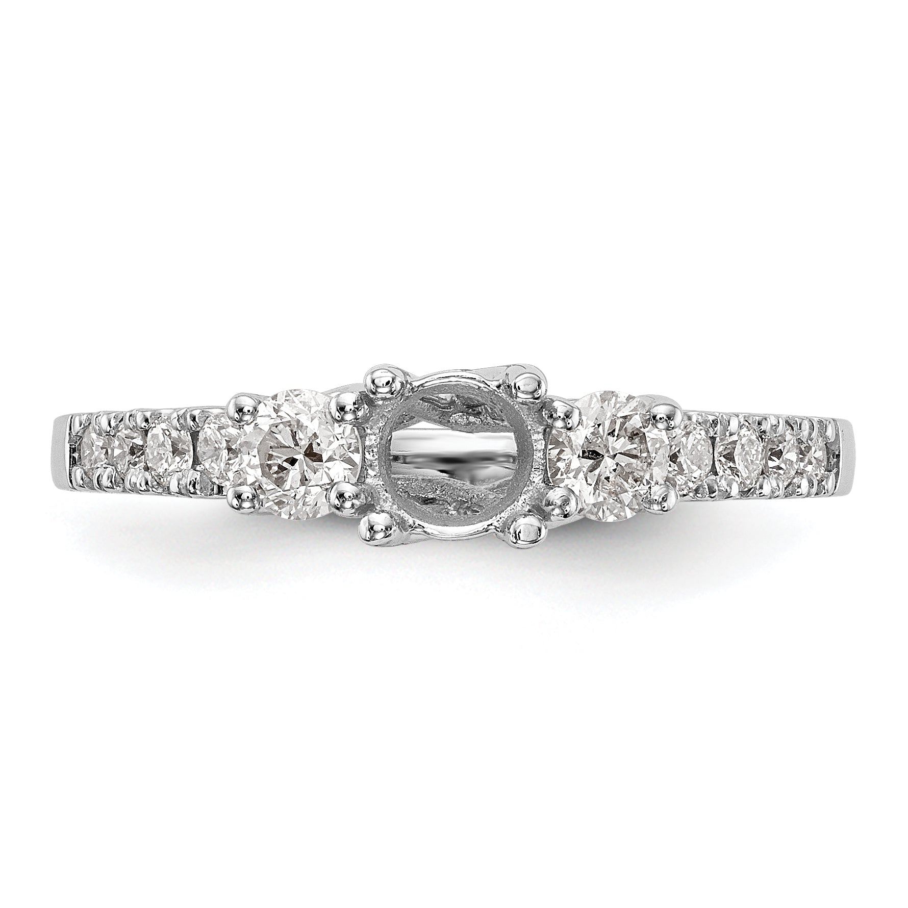 14k White Gold 3/4 Ct. Lab Grown Diamond VS/SI+ G+ Three Stone Engagement Ring