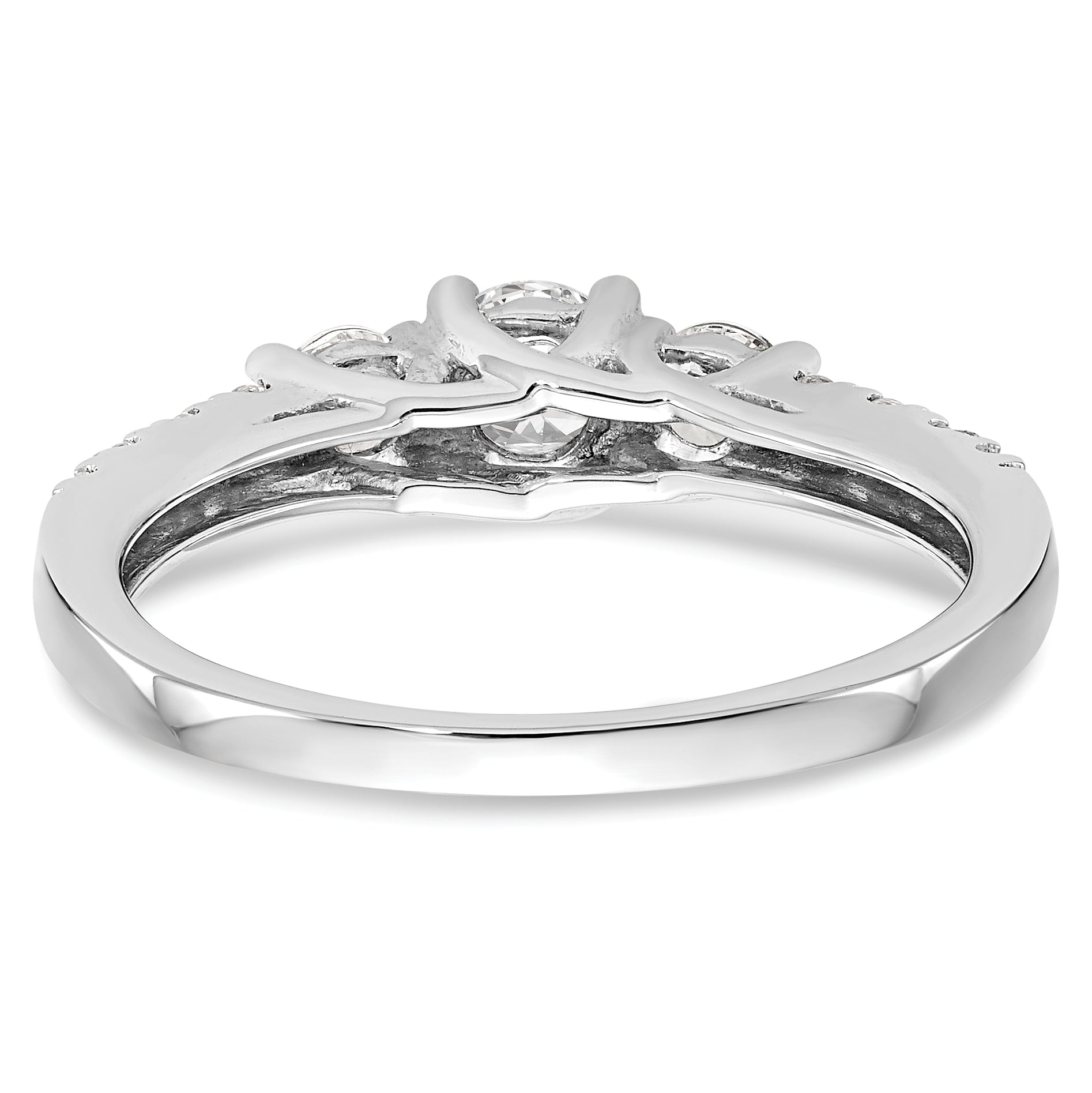 14k White Gold 3/4 Ct. Lab Grown Diamond VS/SI+ G+ Three Stone Engagement Ring