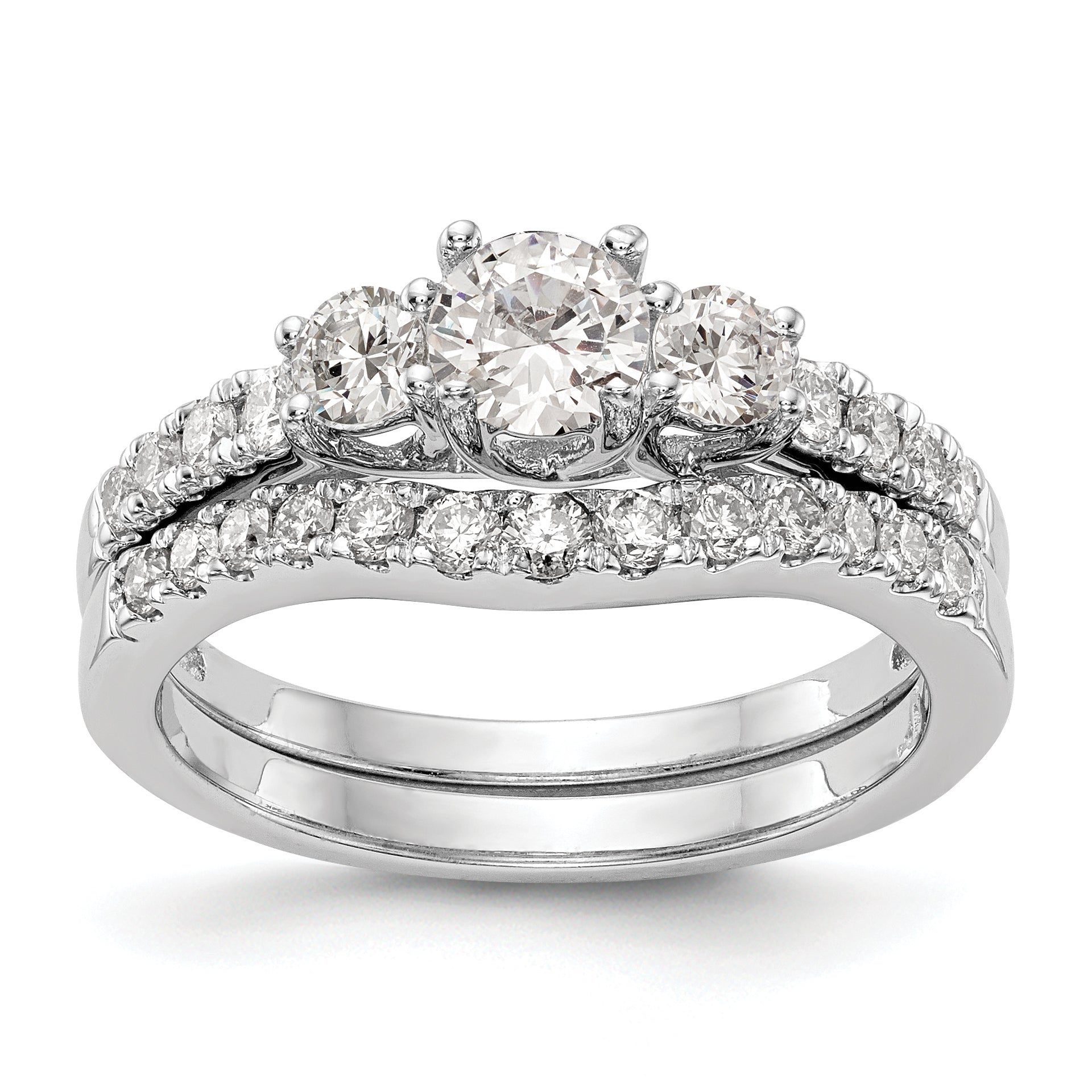 14k White Gold 3/4 Ct. Lab Grown Diamond VS/SI+ G+ Three Stone Engagement Ring