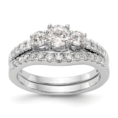 14k White Gold 3/4 Ct. Lab Grown Diamond VS/SI+ G+ Three Stone Engagement Ring
