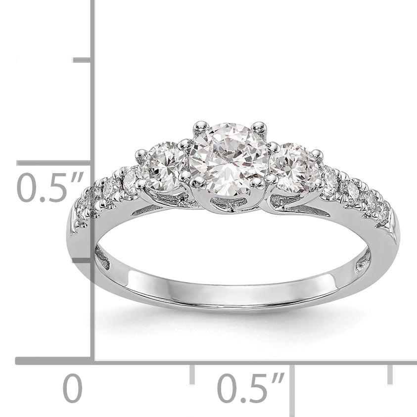 14k White Gold 3/4 Ct. Lab Grown Diamond VS/SI+ G+ Three Stone Engagement Ring