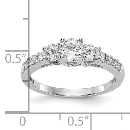14k White Gold 3/4 Ct. Lab Grown Diamond VS/SI+ G+ Three Stone Engagement Ring