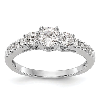 14k White Gold 3/4 Ct. Lab Grown Diamond VS/SI+ G+ Three Stone Engagement Ring