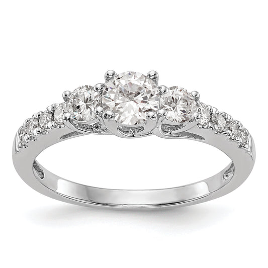 14k White Gold 3/4 Ct. Lab Grown Diamond VS/SI+ G+ Three Stone Engagement Ring