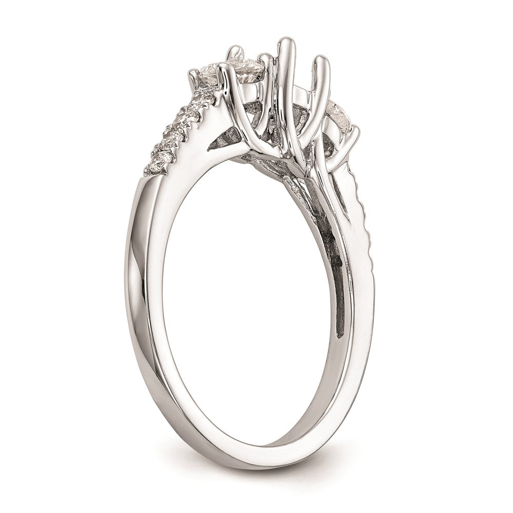 0.50ct. CZ Solid Real 14K White Gold 3-Stone Engagement Ring