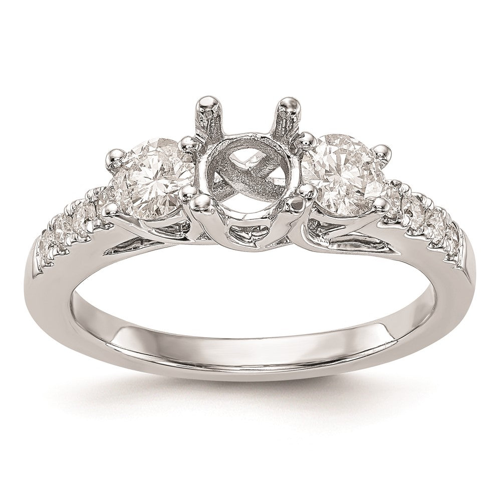 0.50ct. CZ Solid Real 14K White Gold 3-Stone Engagement Ring