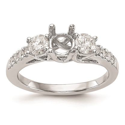 0.50ct. CZ Solid Real 14K White Gold 3-Stone Engagement Ring