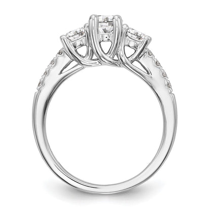 14K White Gold 1 1/5 Carat Lab Grown Diamond Vs/Si+ G+ Complete Size 9 Three Stone Engagement Ring (Size 9 Only)