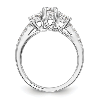 14K White Gold 1 1/5 Carat Lab Grown Diamond Vs/Si+ G+ Complete Size 9 Three Stone Engagement Ring (Size 9 Only)